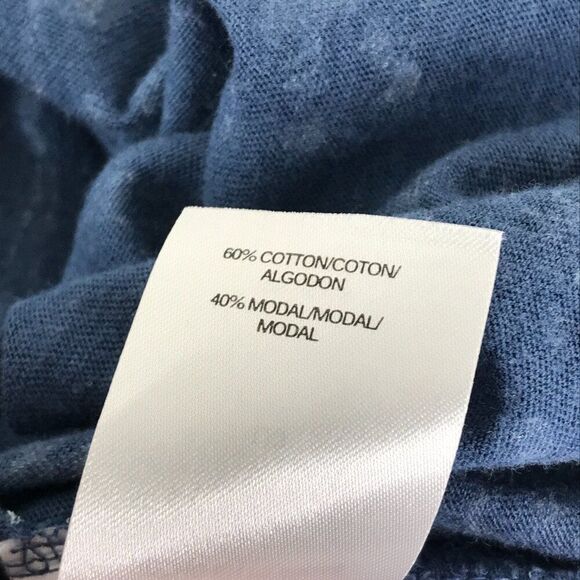 Lucky Brand Floral Scoop Neck Tee Women's Large Blue Stretch Knit Casual Summer - Picture 11 of 11